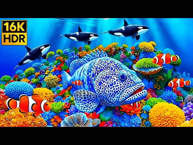 Tranquil Aquarium 16K VIDEO ULTRA HD | Graceful Tropical Fish & Calming Sleep Music 🐟
