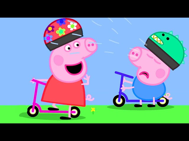 George Pig Learns to Ride the Scooter | Family Kids Cartoon