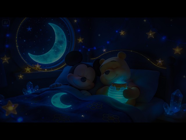 99% Fall Asleep in Minutes 🌙 (No Ads) Mickey Pooh Bed Glow • Calming Music for Anxiety Relief