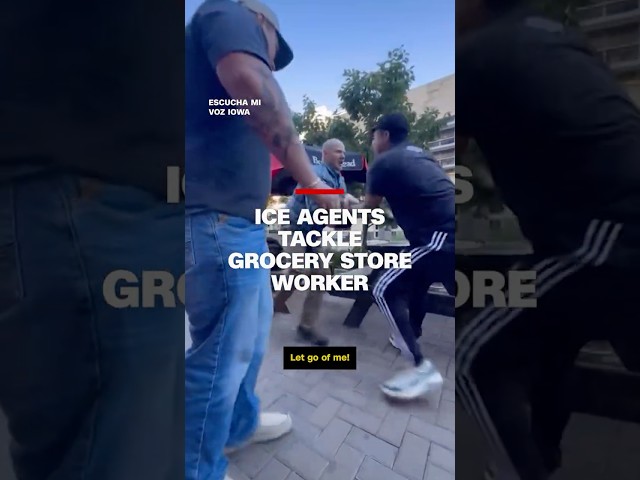 ICE agents in plain clothes tackle grocery store worker