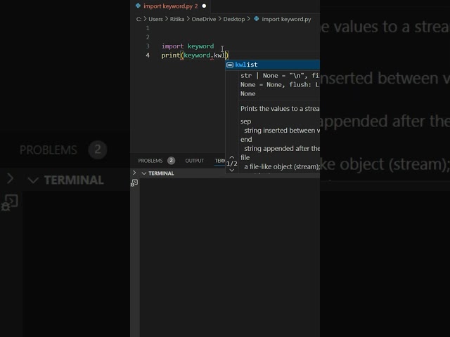How to print all RESERVED keywords in Python? #coding #programming #python