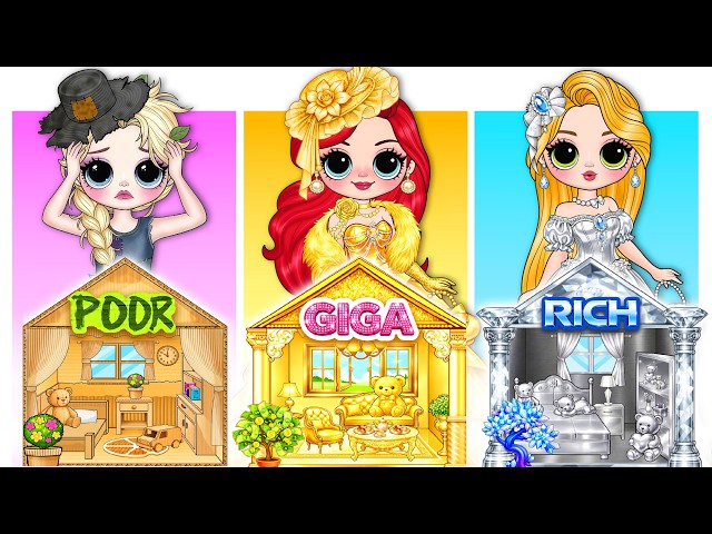 Poor Rich Giga Rich Dolls House & Dress Up For Disney Princess