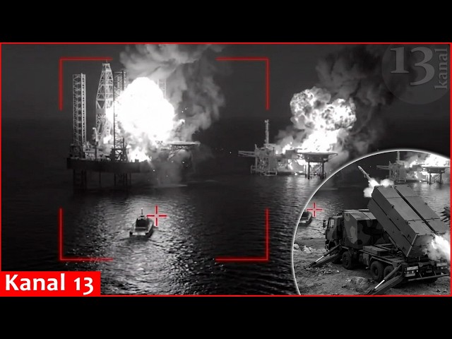 Footage of drone and missile strikes on Russia’s ‘Sivash’ drilling platform in Black Sea