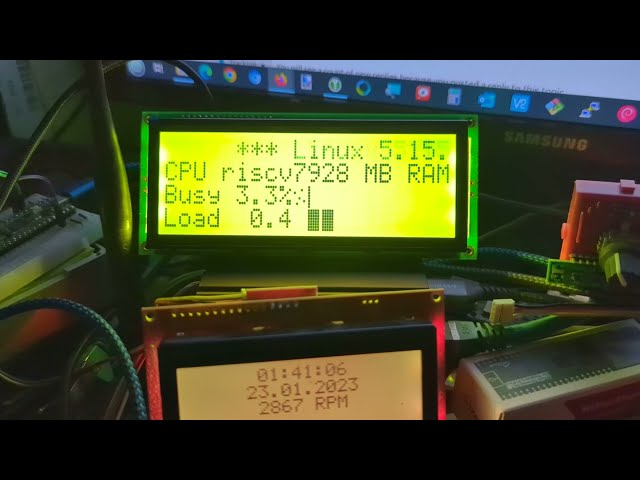 VisionFive 2 - first lcd4linux Test with a LCD2USB 20X4 Larger Character LCD