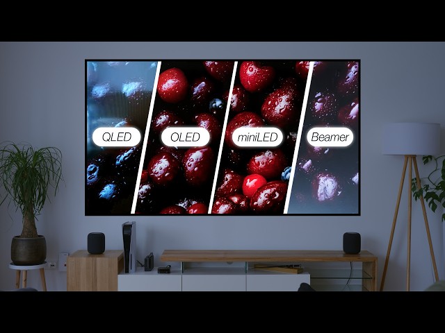 QLED, OLED, Mini-LED oder Beamer? Der ultimative Side-by-Side TV-Vergleich 2025
