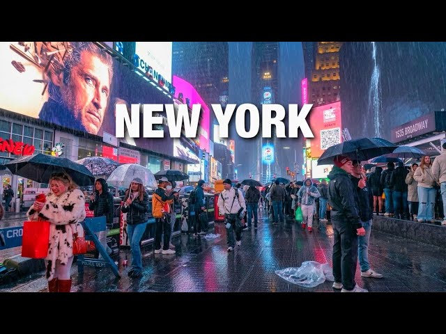 New York City LIVE Rainy Manhattan Thunderstorms Walk on Monday (March 16, 2026)