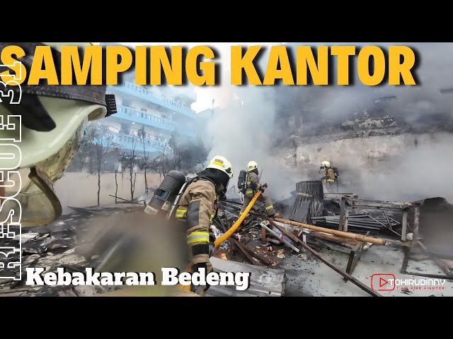 KEBAKARAN SAMPING KANTOR - Objek terbakar Bedeng | POV : Petugas Damkar with DJI Actioncam