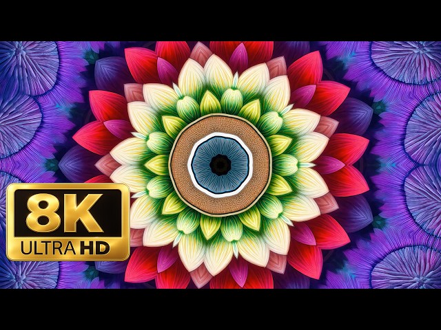 FREE 8K 4K 60p Kaleidoscope Background Screensaver for Sleep and Studying - 1 Minute LOOP - 4 Hours