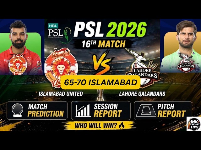 Islamabad United Vs Lahore Qalandars 16th Match PSL 2026 Prediction | ISU Vs LHQ Match Prediction