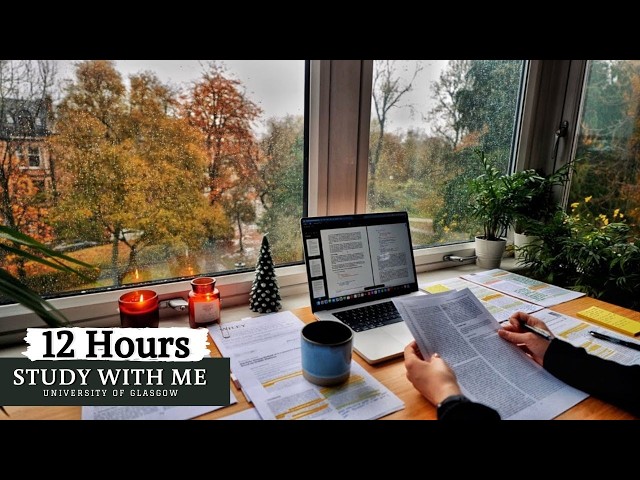 12-Hour LIVE Study With Me 🎓 | Cozy UK Ambience |50/10  Pomodoro Timer | Deep Work Mode