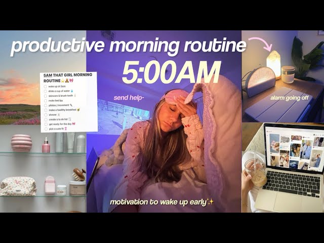 5AM productive morning routine before the day☁️ motivating + realistic