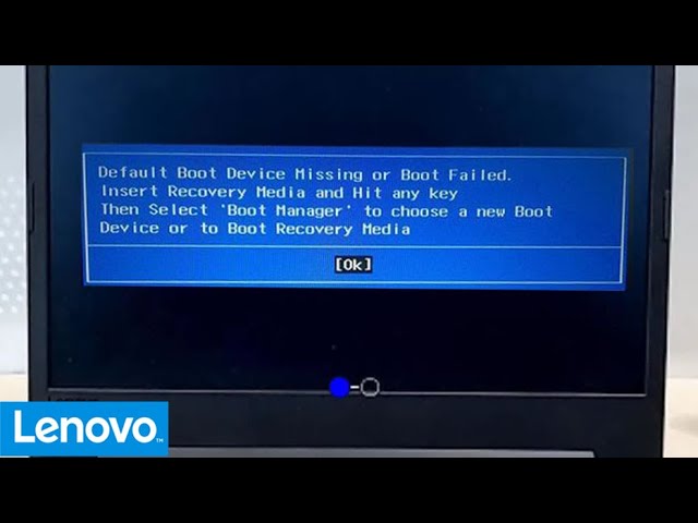 Default Boot Device Missing or Boot Failed, insert recovery media and hit any key, Lenovo Ideapad