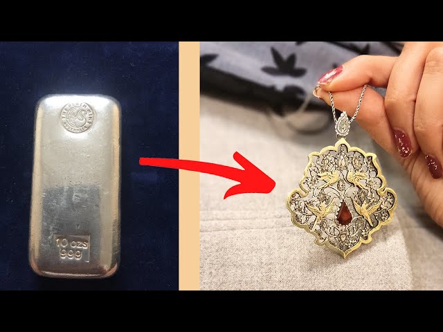 Making a silver necklace_Engraving a silver necklace_Silver berry Making handmade necklaces_necklace