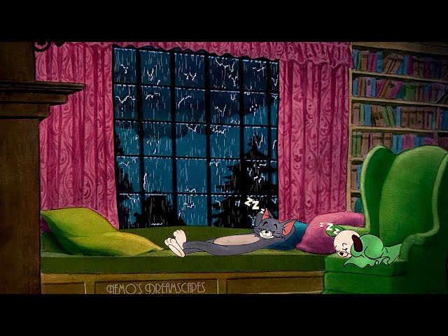 Oldies music playing in another room and it's raining (no thunders, rain on window) ASMR