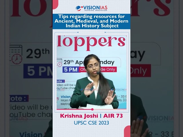 Toppers Tip | Krishna Joshi | AIR 73, UPSC CSE 2023 | History Resources