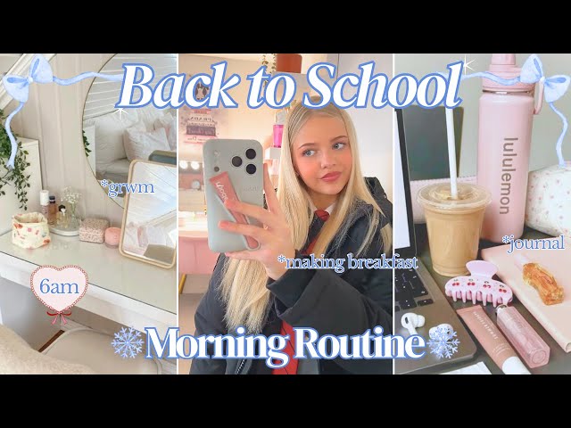 6AM BACK TO SCHOOL MORNING ROUTINE 🎀❄️ *chatty grwm | make breakfast