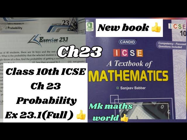 Class 10th ICSE Maths Ch 23 Probability Ex 23.1(Full) easy explained 👍 Subscribe 👍Like 👍Share 👍