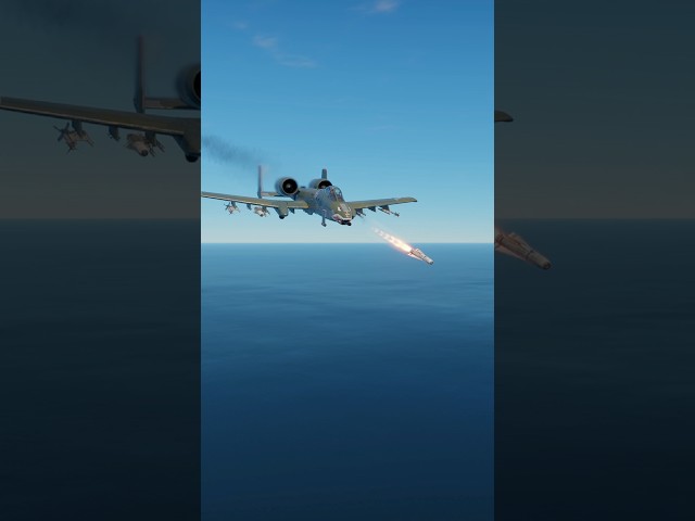 A-10 Warthog Launches AGM Missile Toward USS Aircraft Carrier Battle.