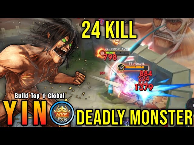 24 Kills!! Offlaner Yin Deadly Monster!! - Build Top 1 Global Yin ~ MLBB