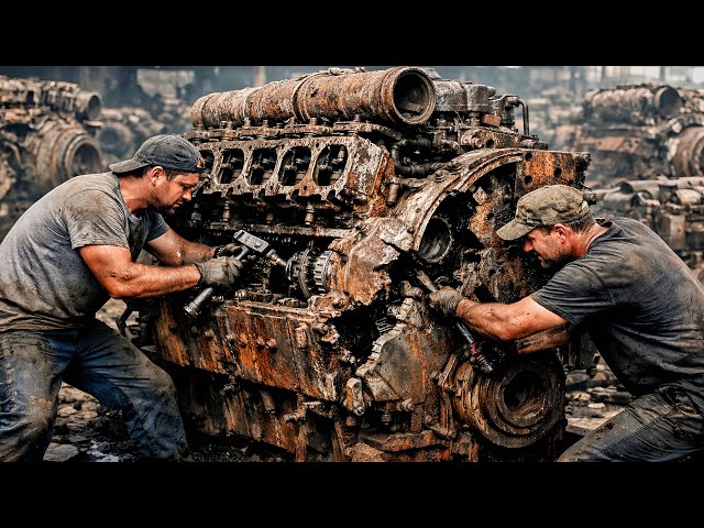 Incredible 😱 Caterpillar Engine Restoration | 25 Years Abandoned Rusted Engine Back to Life