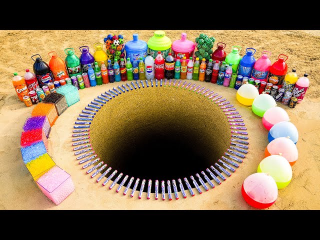 EXPERIMENT: Big Balloons from Toothpaste Eruption with Giant Fanta, Orbeez, Mtn Dew, Cola & Mentos