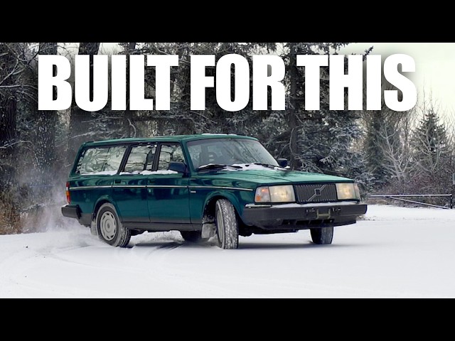 Trotz Schneefall in meinem Volvo 240 Kombi von 1993 – Schwedischer Panzer
