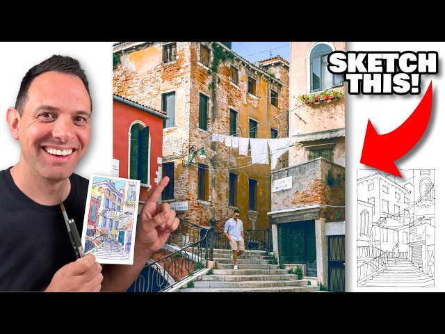 How To Sketch Venice Loosely | Urban Sketching Line & Wash