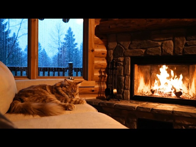 🔴 LIVE Fireplace Sounds 24/7 🔥 Cozy Cabin Nights for a Good Night's Sleep Cat Sleep