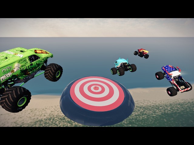 Monster Truck Extreme Mega Ramp Launches – High Speed Jumps & Target Challenges | BeamNG.drive
