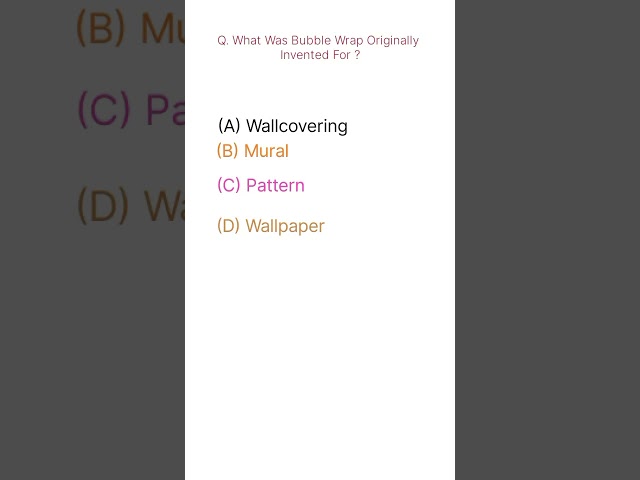 What Was Bubble Wrap Originally Invented For #generalknowledge