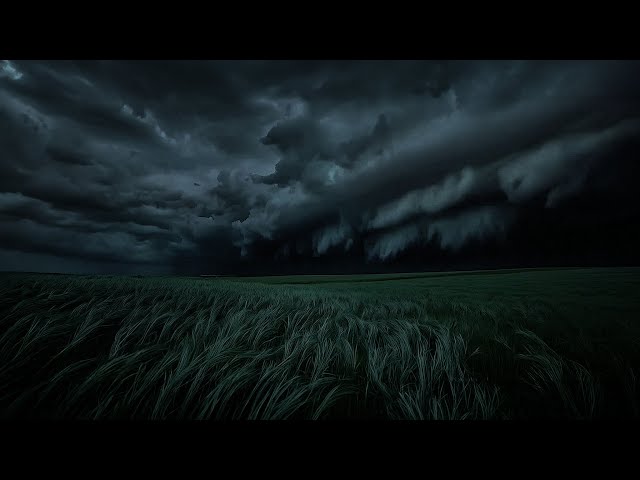 Strong Thunderstorm in Distance | Nostalgic Field | Calm Before the Storm | 3 HOURS