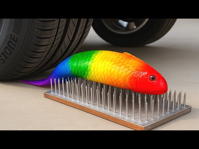 Experiment Car vs Rainbow Fish on Nails 😱🚗 | Crushing Crunchy & Soft Things by Car! EvE