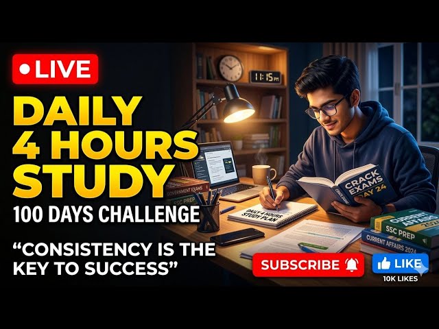 Day [2] of 100: Can I Study 4 Hours Daily? | LIVE 🔴 Study Challenge