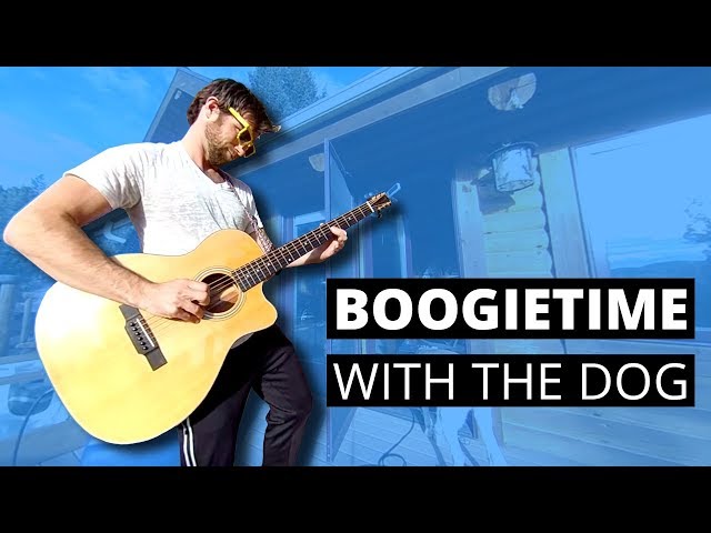 Boogietime with the dog on the Baritone guitar
