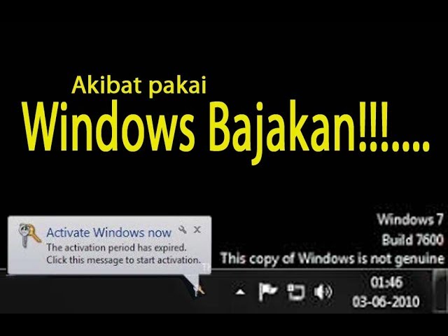Cara Mengatasi Windows Tampilan Layar Dekstop Hitam, Build 7600 This copy of Windows is not Genuine