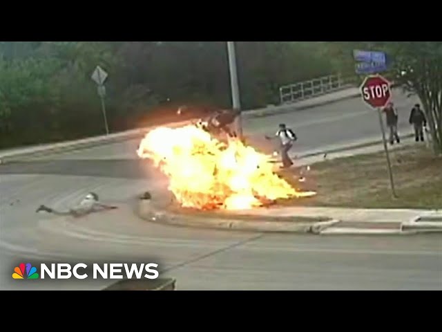Fiery motorcycle crash caught on camera