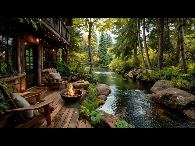This Spring River Porch Scene Campfire & Birds Songs Quietly Calms Your Mind