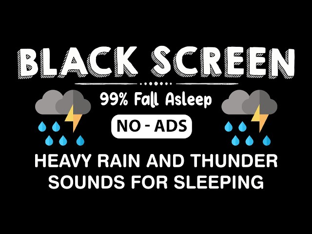 🔴 Heavy Rain and Thunder Sounds for Sleeping - Black Screen | Real Thunderstorm for Deep Sleep