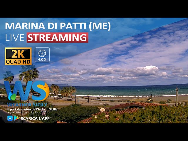 🔴 Marina di Patti live webcam - Panoramica Isole Eolie
