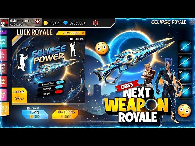 OB53 Next Weapon Royale Free Fire l New Evo Eclipse Evo Bundle l Free Fire New Event l Ff New Event