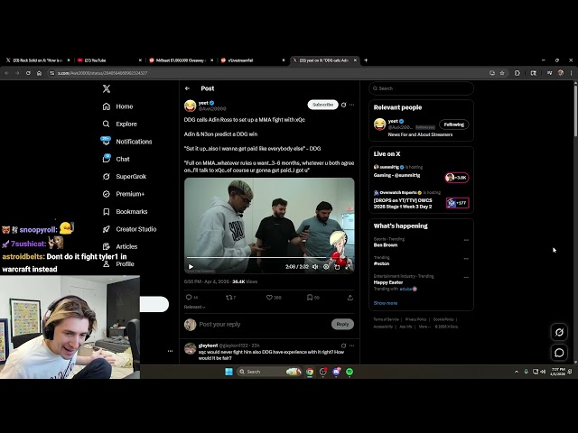 DDG Accepts xQcs MMA Challenge