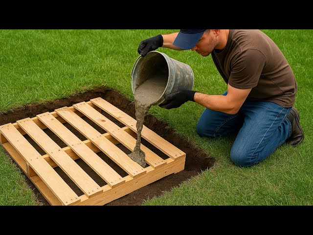 Amazing creative invention from cement and wooden pallets // DIY unique garden flower pots at home