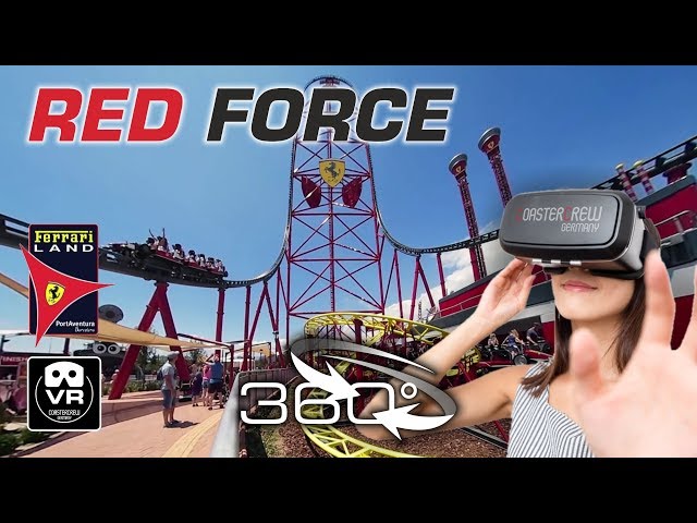 360° RED FORCE VR Roller Coaster Ferrari Land | onride POV Port Aventura Montaña Rusa