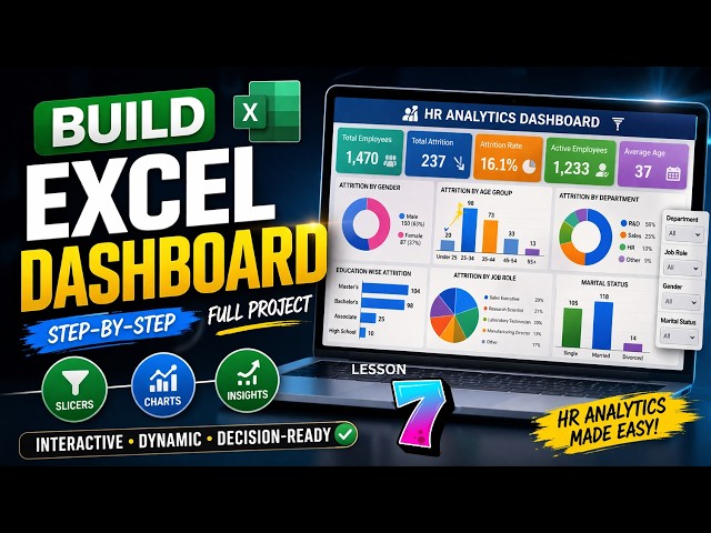 Interactive Excel Dashboard with Slicers | HR Analytics Project