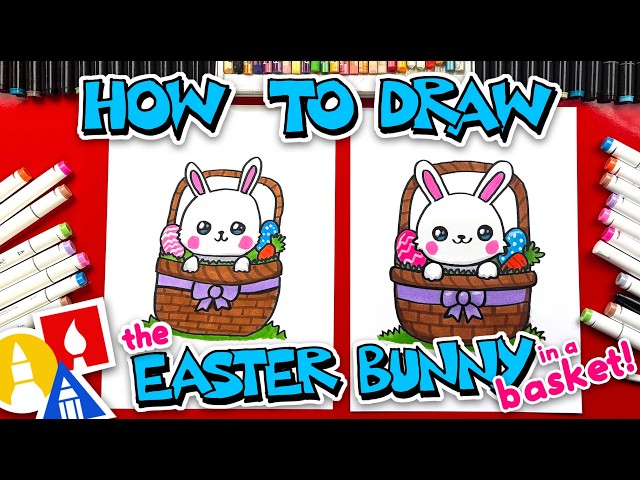 How To Draw The Easter Bunny In A Basket