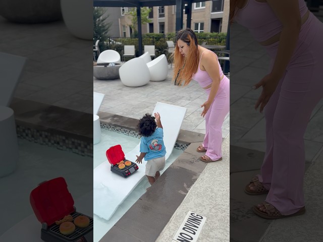 Mom gets MAD at SON for COOKING in the POOL 🧑‍🍳😤 #shorts #fyp