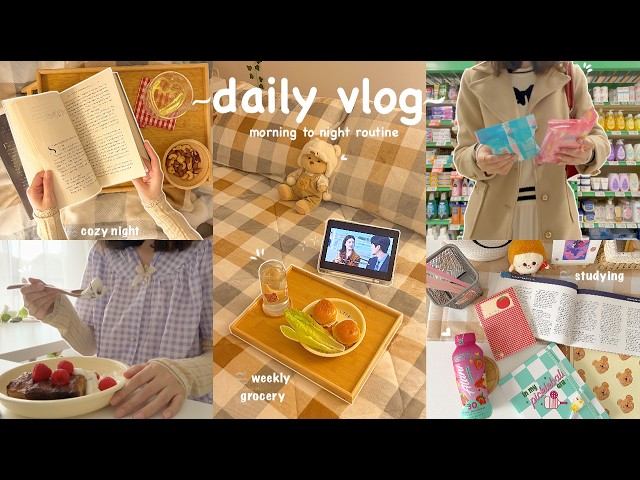 Daily vlog 🫧 morning & night routine, what I eat, grocery shopping, studying, a productive day