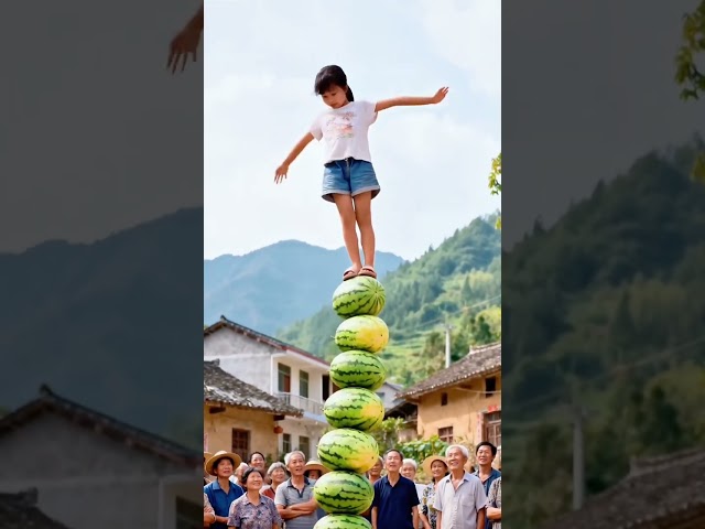 Acrobatic street performance watermelon rural interesting stories boo absurd vision 🐸 P222