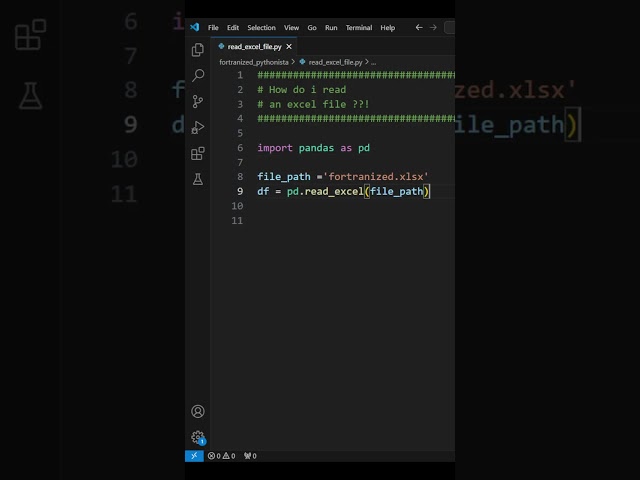 How do i read an excel file #python