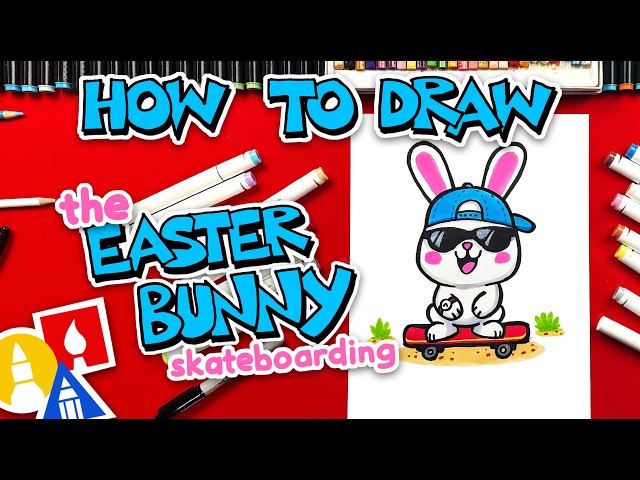How To Draw The Easter Bunny Skateboarding